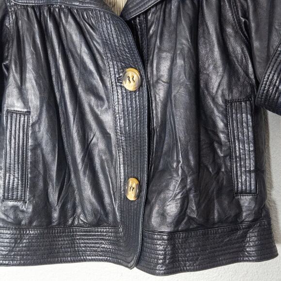 Mike & Chris Cropped Leather Jacket Black Size XS Urban Streetwear - Picture 4 of 11